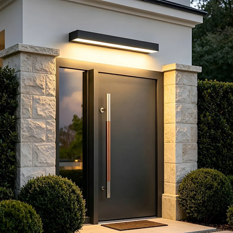 Zwarte LED Buitenwandlamp Waterdicht Aluminium Smal Design Veranda Voordeur Gevel Verlichting IP65 Tuinverlichting | Sansoti