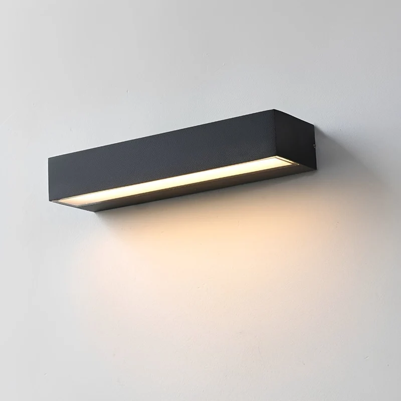 Buitenwandlamp LED Zwart Waterdicht Minimalistisch Strip Design Verlichting Gevel Tuin Buitenmuur Entree | Sansoti