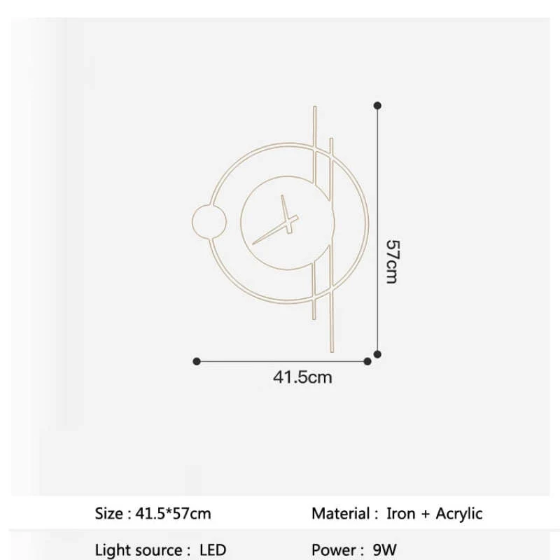 Wandklok Met LED Verlichting Metaal Acryl Zwart Goud Decoratief Modern Design Woonkamer Slaapkamer Interieur | Sansoti