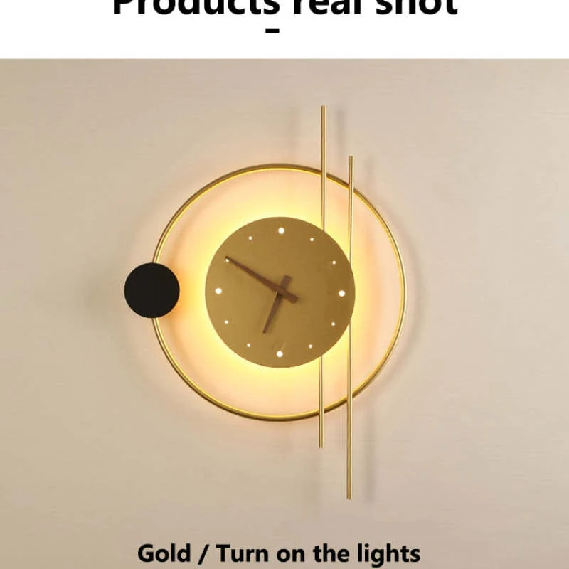 Wandklok Met LED Verlichting Metaal Acryl Zwart Goud Decoratief Modern Design Woonkamer Slaapkamer Interieur | Sansoti