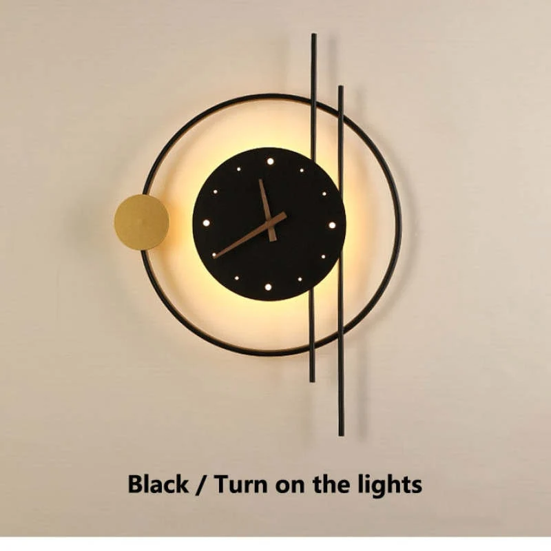 Wandklok Met LED Verlichting Metaal Acryl Zwart Goud Decoratief Modern Design Woonkamer Slaapkamer Interieur | Sansoti