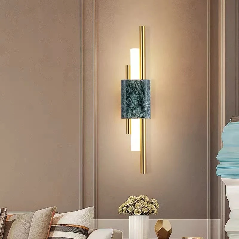 Moderne Wandlamp Metaal Marmer LED Warm Wit Licht Slaapkamer Woonkamer Gang Elegant Interieur Verlichting | Sansoti
