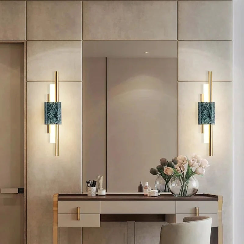 Moderne Wandlamp Metaal Marmer LED Warm Wit Licht Slaapkamer Woonkamer Gang Elegant Interieur Verlichting | Sansoti