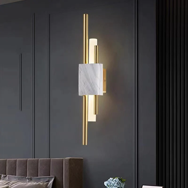 Moderne Wandlamp Metaal Marmer LED Warm Wit Licht Slaapkamer Woonkamer Gang Elegant Interieur Verlichting | Sansoti