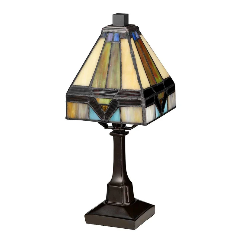 Tischleuchte Holmes 1-flammig Tiffany-Glasschirm Bronze