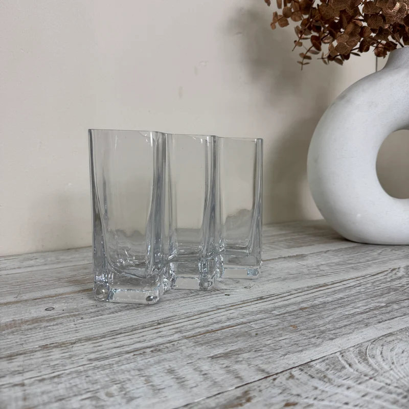 Mehrfach-Vase Röhrenvase Dreifach-Vase Tischdeko Klarglas Vase Gebraucht