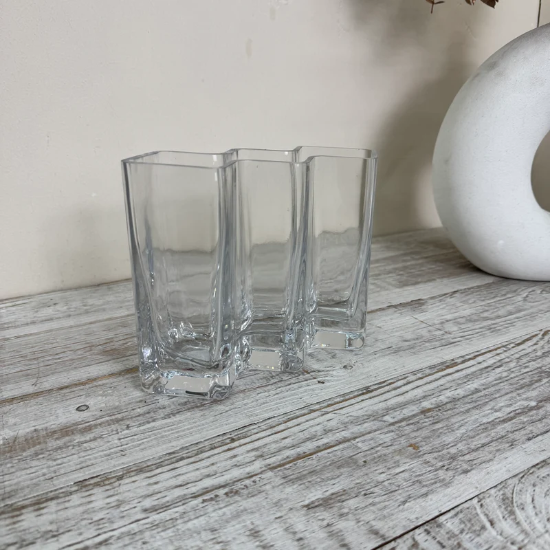 Mehrfach-Vase Röhrenvase Dreifach-Vase Tischdeko Klarglas Vase Gebraucht