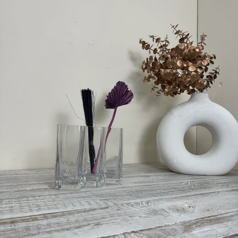Mehrfach-Vase Röhrenvase Dreifach-Vase Tischdeko Klarglas Vase Gebraucht