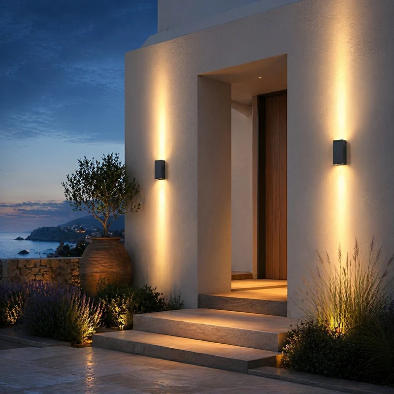 Waterdichte LED Wandlamp voor Buiten Gebruik Aluminium Glas Zwart 3000K Warm Licht Tuin & Binnenplaats | Sansoti
