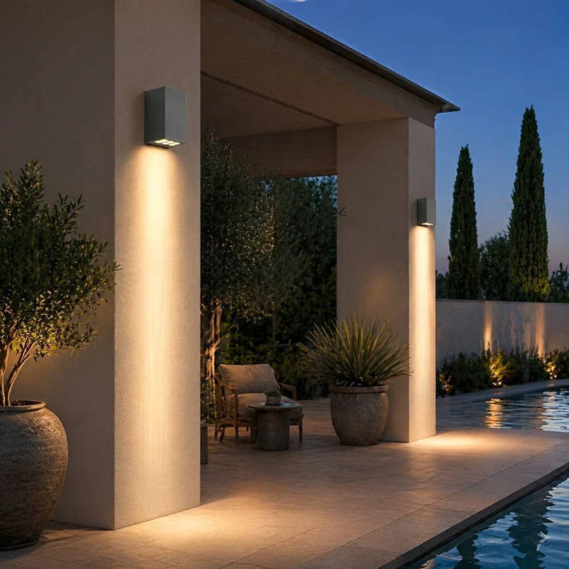 Waterdichte LED Wandlamp voor Buiten Gebruik Aluminium Glas Zwart 3000K Warm Licht Tuin & Binnenplaats | Sansoti