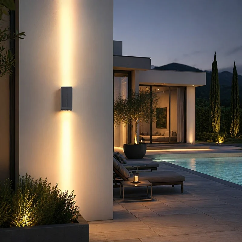 Waterdichte LED Wandlamp voor Buiten Gebruik Aluminium Glas Zwart 3000K Warm Licht Tuin & Binnenplaats | Sansoti