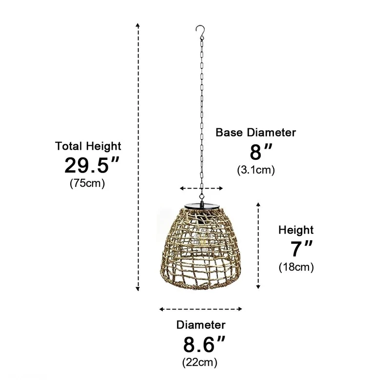 Hangende Buitenlantaarn Solar Klokvorm Waterdicht IP44 LED Tuinverlichting voor Terras Veranda en Tuin | Sansoti