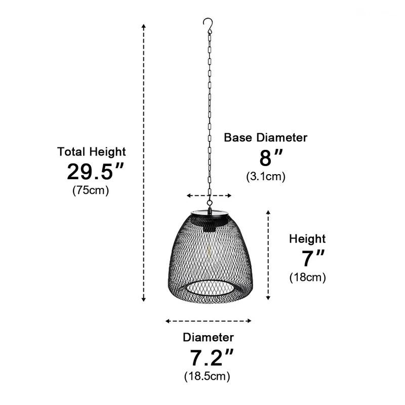 Hangende Buitenlantaarn Solar Klokvorm Waterdicht IP44 LED Tuinverlichting voor Terras Veranda en Tuin | Sansoti