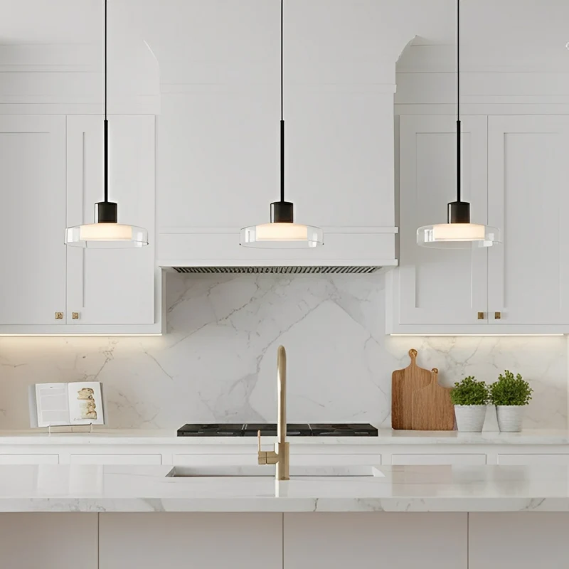 Glazen Hanglamp Minimalistisch Design Verstelbare Hoogte Aluminium LED Verlichting voor Eetkamer Woonkamer | Sansoti