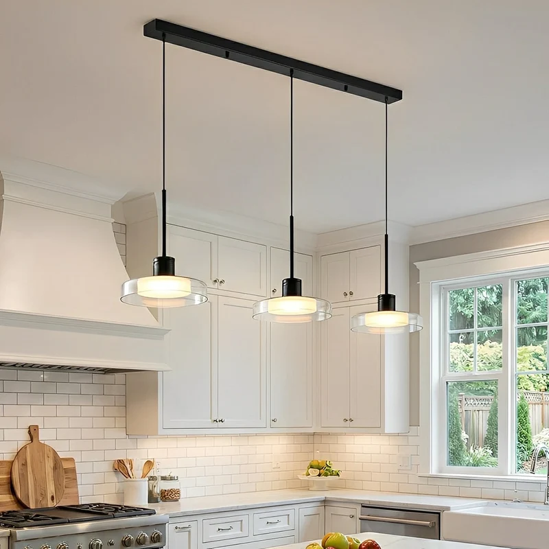 Glazen Hanglamp Minimalistisch Design Verstelbare Hoogte Aluminium LED Verlichting voor Eetkamer Woonkamer | Sansoti