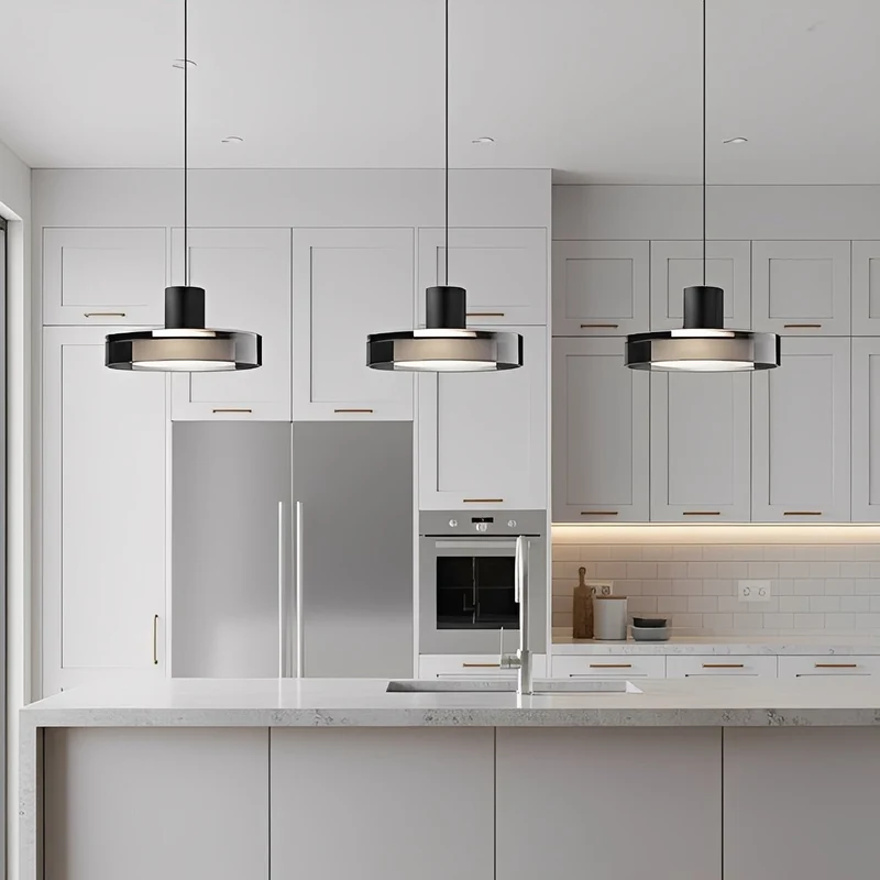 Glazen Hanglamp Minimalistisch Design Verstelbare Hoogte Aluminium LED Verlichting voor Eetkamer Woonkamer | Sansoti