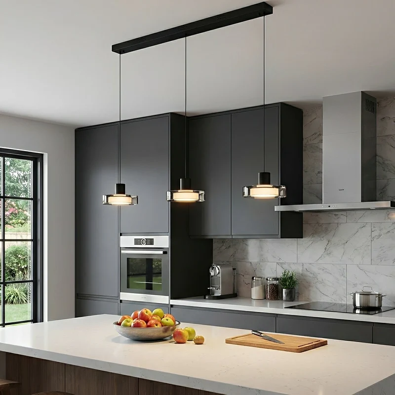 Glazen Hanglamp Minimalistisch Design Verstelbare Hoogte Aluminium LED Verlichting voor Eetkamer Woonkamer | Sansoti