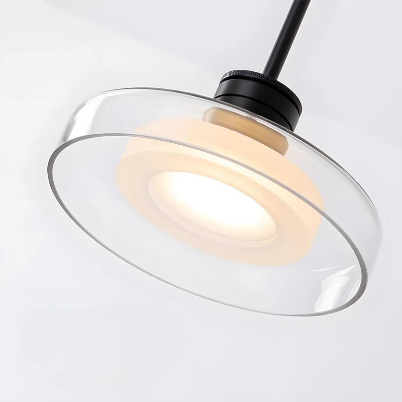 Glazen Hanglamp Minimalistisch Design Verstelbare Hoogte Aluminium LED Verlichting voor Eetkamer Woonkamer | Sansoti