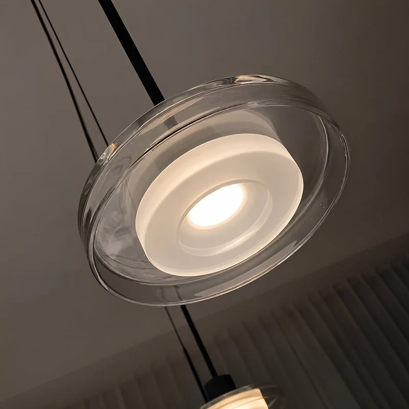 Glazen Hanglamp Minimalistisch Design Verstelbare Hoogte Aluminium LED Verlichting voor Eetkamer Woonkamer | Sansoti