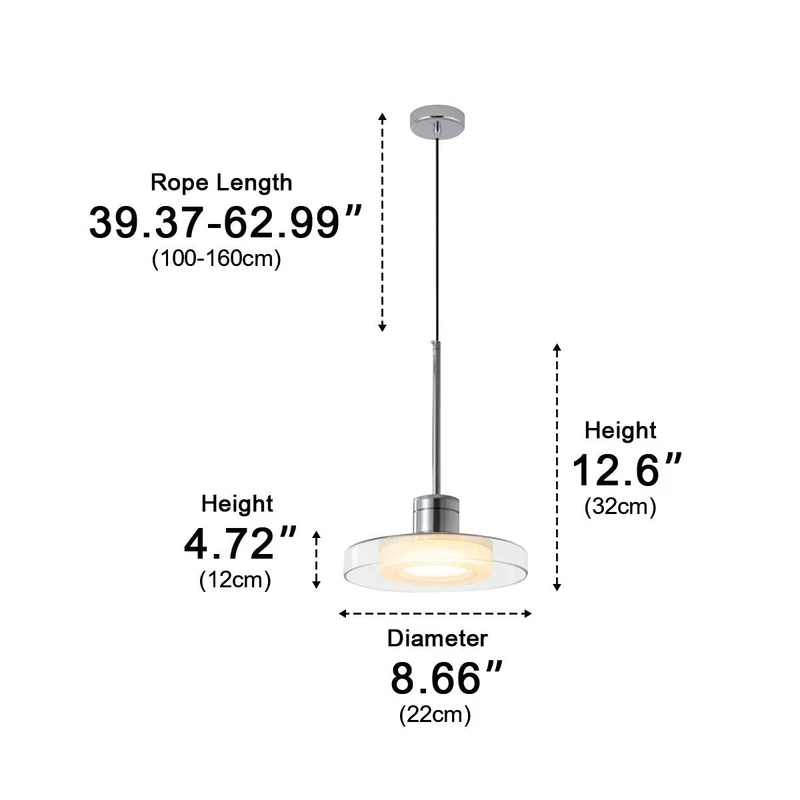 Glazen Hanglamp Minimalistisch Design Verstelbare Hoogte Aluminium LED Verlichting voor Eetkamer Woonkamer | Sansoti