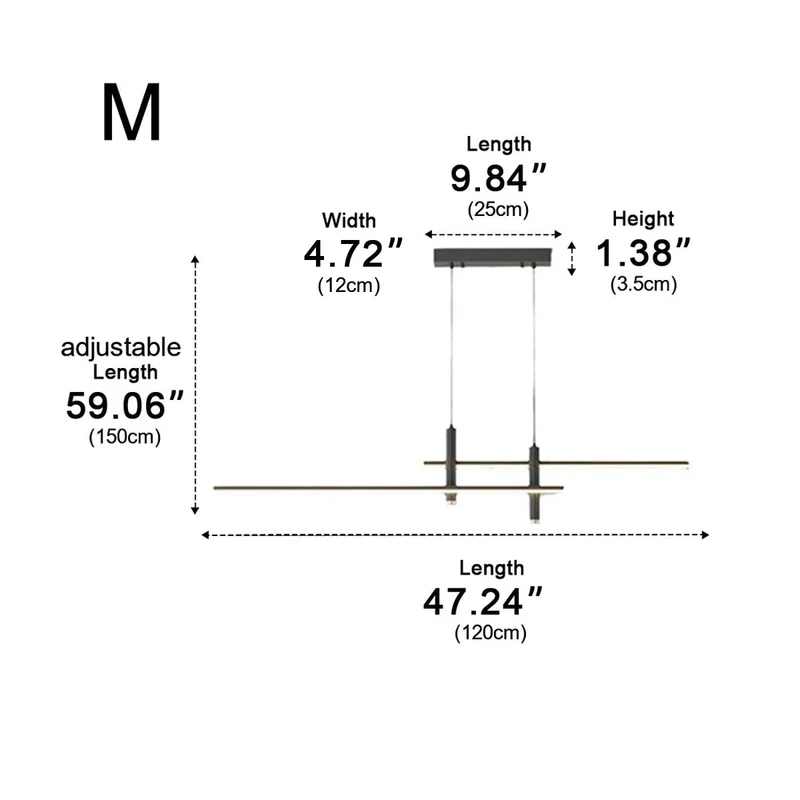 Hanglamp Aluminium Strook LED Dimbaar Zwart Goud 90-150cm Modern Scandinavisch Design Eetkamer Woonkamer | Sansoti