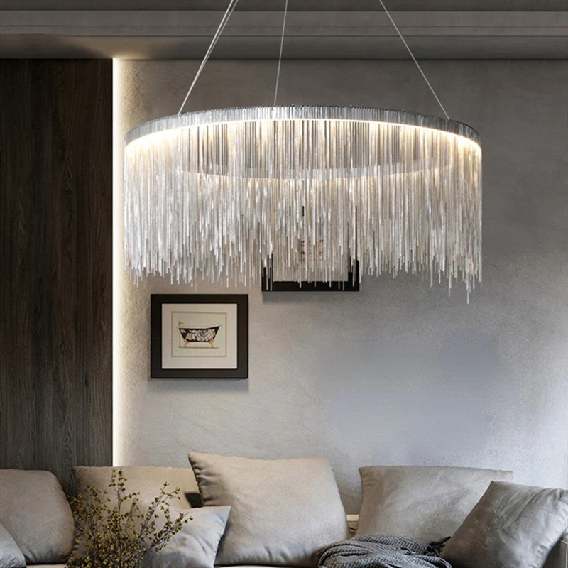 Hanglamp Ketting met LED Tassel Design Metaal Goud Zilver Roségoud voor Eetkamer Woonkamer Slaapkamer | Sansoti