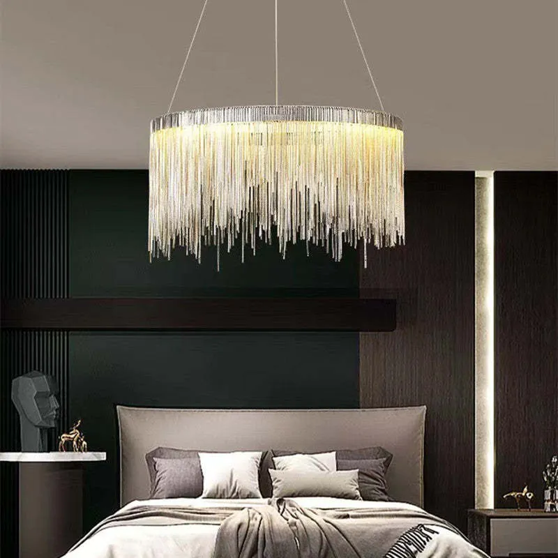 Hanglamp Ketting met LED Tassel Design Metaal Goud Zilver Roségoud voor Eetkamer Woonkamer Slaapkamer | Sansoti