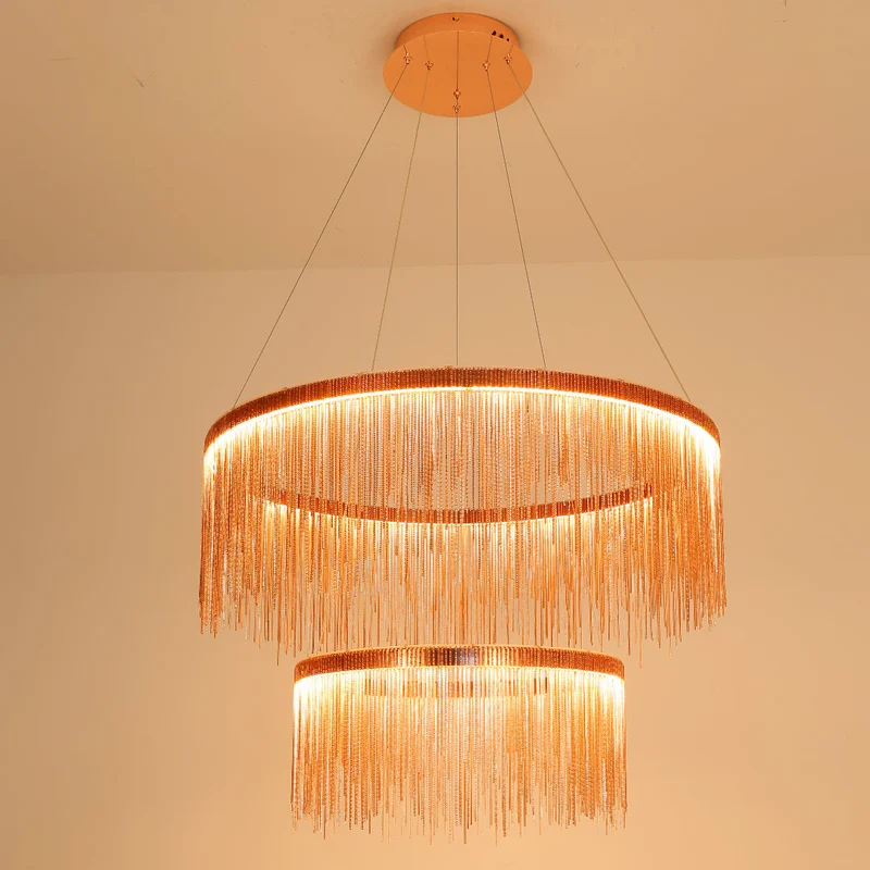 Hanglamp Ketting met LED Tassel Design Metaal Goud Zilver Roségoud voor Eetkamer Woonkamer Slaapkamer | Sansoti