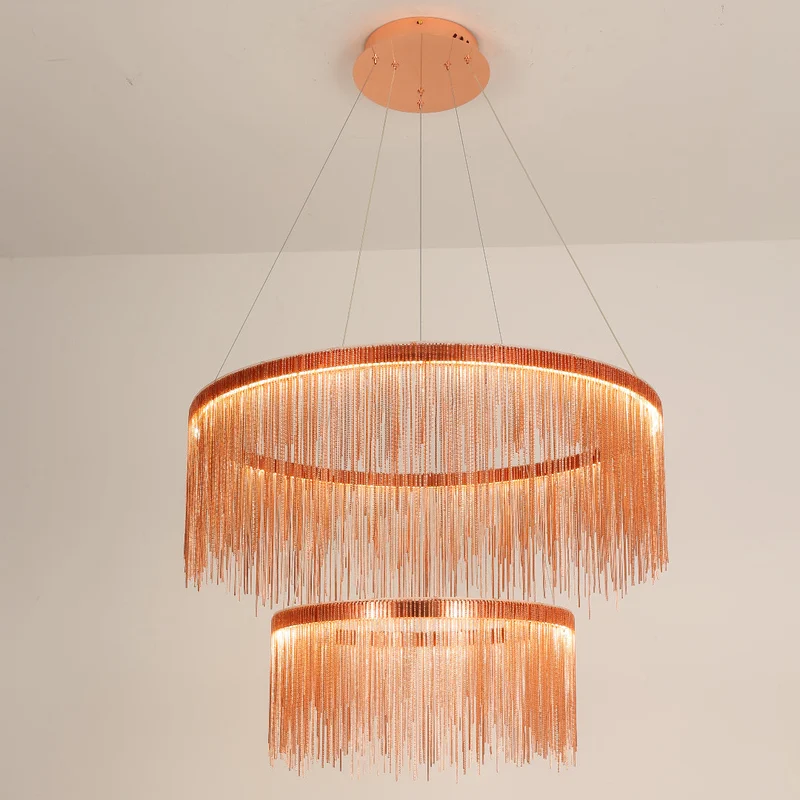 Hanglamp Ketting met LED Tassel Design Metaal Goud Zilver Roségoud voor Eetkamer Woonkamer Slaapkamer | Sansoti