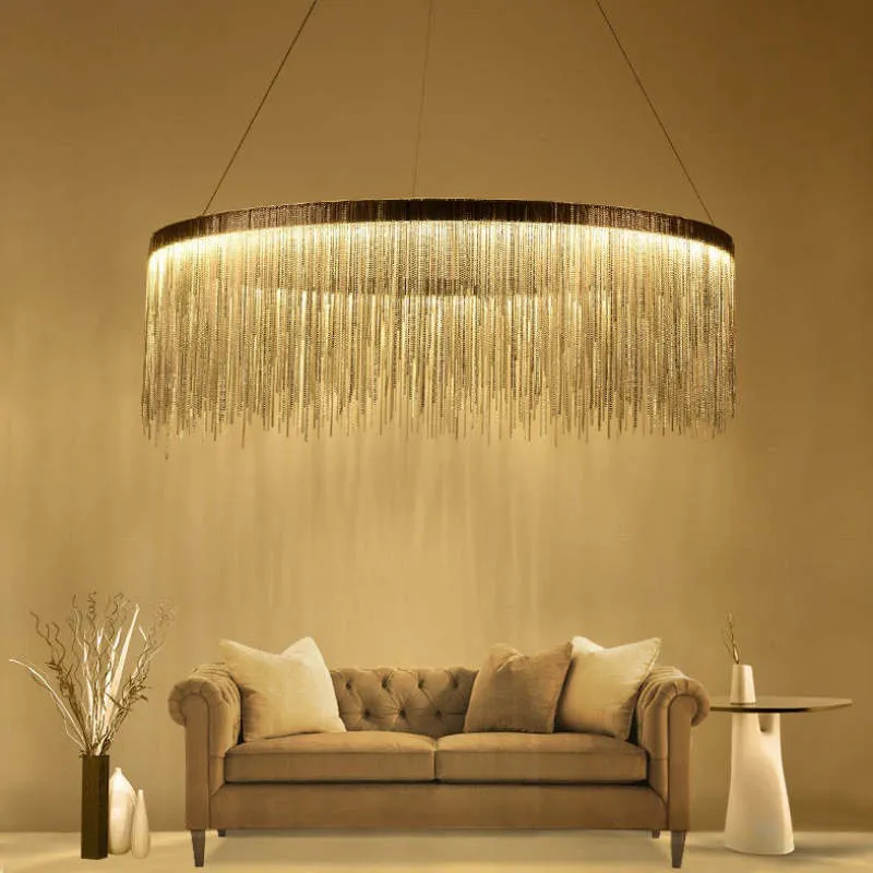 Hanglamp Ketting met LED Tassel Design Metaal Goud Zilver Roségoud voor Eetkamer Woonkamer Slaapkamer | Sansoti