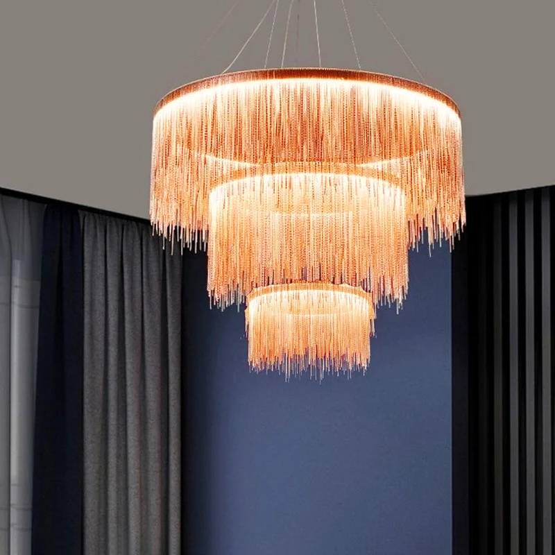 Hanglamp Ketting met LED Tassel Design Metaal Goud Zilver Roségoud voor Eetkamer Woonkamer Slaapkamer | Sansoti