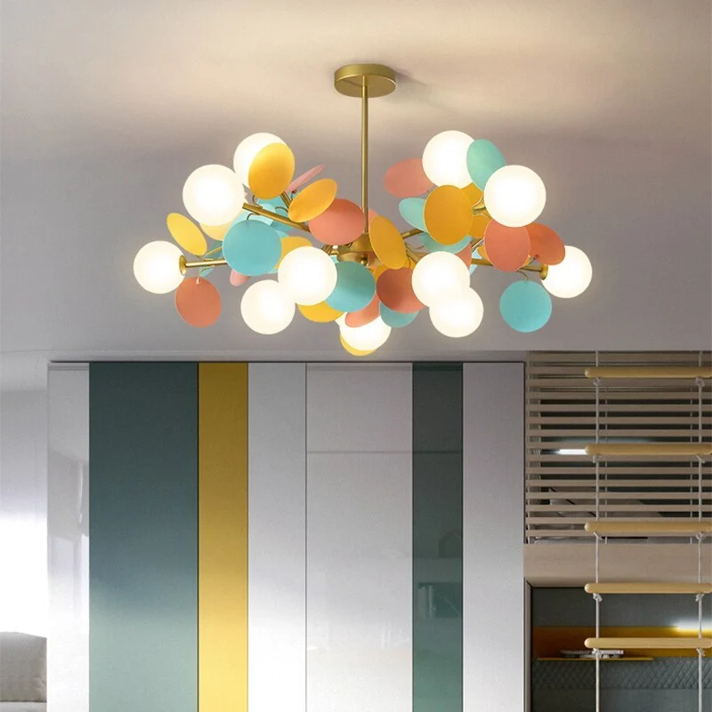 Bloementaklamp Plafond Meerkleurig Glas Metaal 4-15 Lichtpunten Natuurgeïnspireerd Design Woonkamer Eetkamer | Sansoti