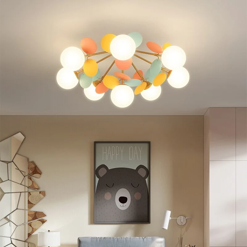 Bloementaklamp Plafond Meerkleurig Glas Metaal 4-15 Lichtpunten Natuurgeïnspireerd Design Woonkamer Eetkamer | Sansoti