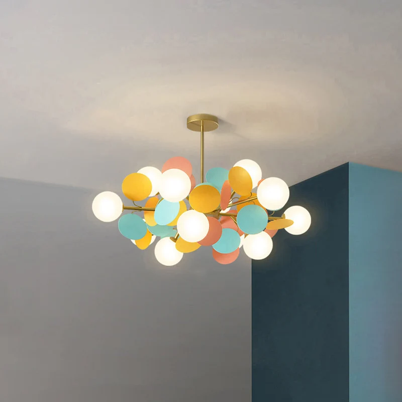 Bloementaklamp Plafond Meerkleurig Glas Metaal 4-15 Lichtpunten Natuurgeïnspireerd Design Woonkamer Eetkamer | Sansoti