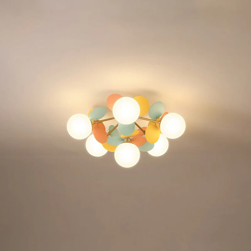 Bloementaklamp Plafond Meerkleurig Glas Metaal 4-15 Lichtpunten Natuurgeïnspireerd Design Woonkamer Eetkamer | Sansoti