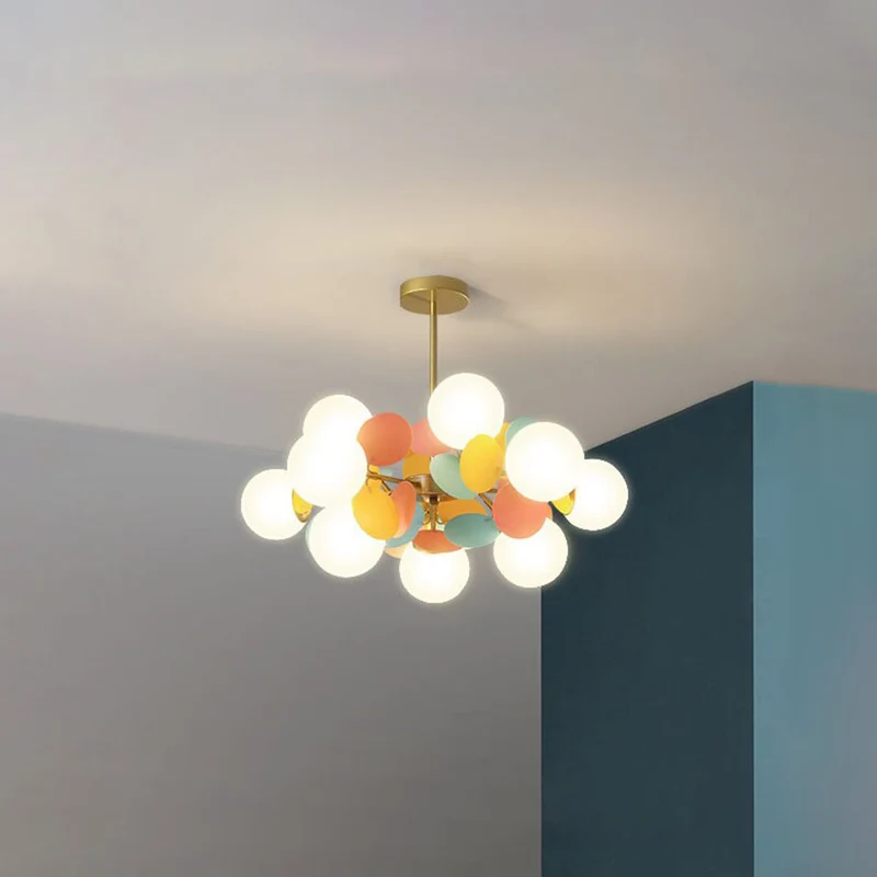 Bloementaklamp Plafond Meerkleurig Glas Metaal 4-15 Lichtpunten Natuurgeïnspireerd Design Woonkamer Eetkamer | Sansoti