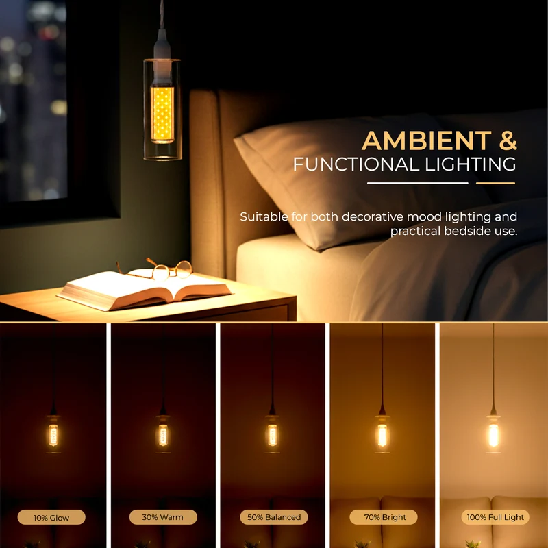 Pendelleuchten-Set aus Klarglas, E14-LED, 1 m weißes Kabel~3773