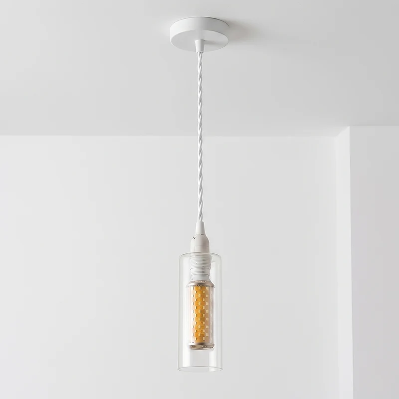 Pendelleuchten-Set aus Klarglas, E14-LED, 1 m weißes Kabel~3773