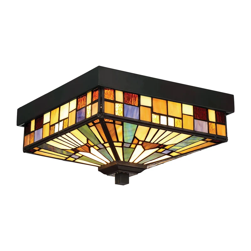 Außen-Deckenleuchte Inglenook 2-flammig Tiffany-Glas IP44 26cm