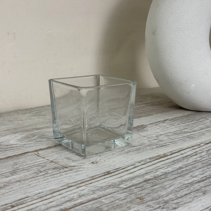 Teelichthalter Windlicht Glas M Quadratisch Würfel Klarglas Gebraucht