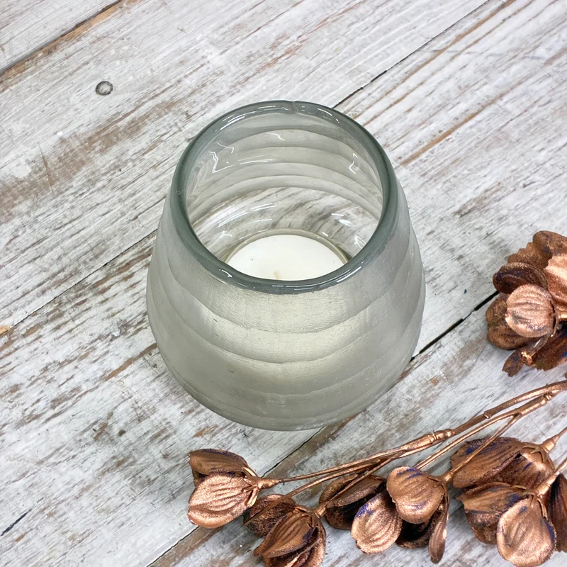 Teelichthalter Windlicht Glas Satiniert Transparent Tassenform Gebraucht