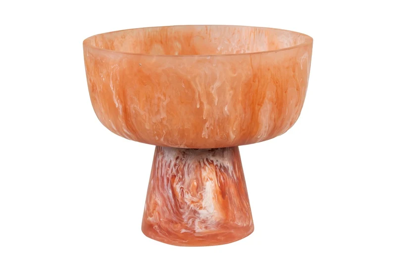 Casa Padrino Luxus Schale Beige / Weinrot Ø 25,5 x H. 22 cm - Große Deko Schale aus transluzentem Kunstharz in Rubinrot und Creme - Luxus Deko Accessoires