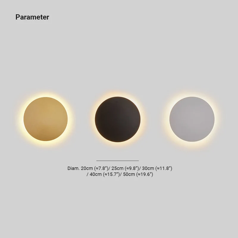 Ronde Metalen Wandlamp LED Moderne Stralen Zwart Wit Goud Slaapkamer Woonkamer Design Verlichting 20-50cm | Sansoti