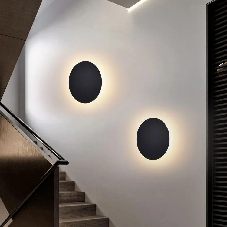 Ronde Metalen Wandlamp LED Moderne Stralen Zwart Wit Goud Slaapkamer Woonkamer Design Verlichting 20-50cm | Sansoti