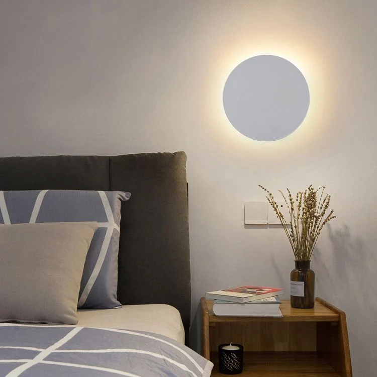 Ronde Metalen Wandlamp LED Moderne Stralen Zwart Wit Goud Slaapkamer Woonkamer Design Verlichting 20-50cm | Sansoti