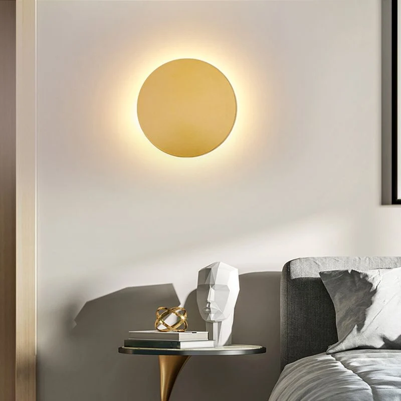 Ronde Metalen Wandlamp LED Moderne Stralen Zwart Wit Goud Slaapkamer Woonkamer Design Verlichting 20-50cm | Sansoti