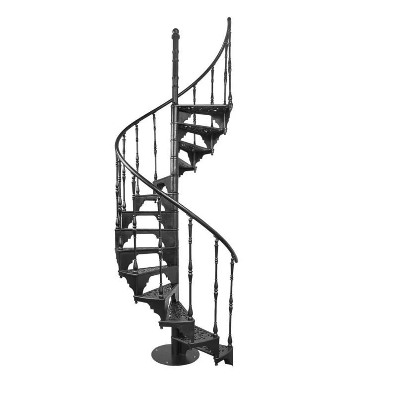 Casa Padrino Gusseisen Wendeltreppe Weiß Ø 133 x H. 264 cm - Rustikale Spiraltreppe mit 13 Stufen - Massive Gusseisen Treppe