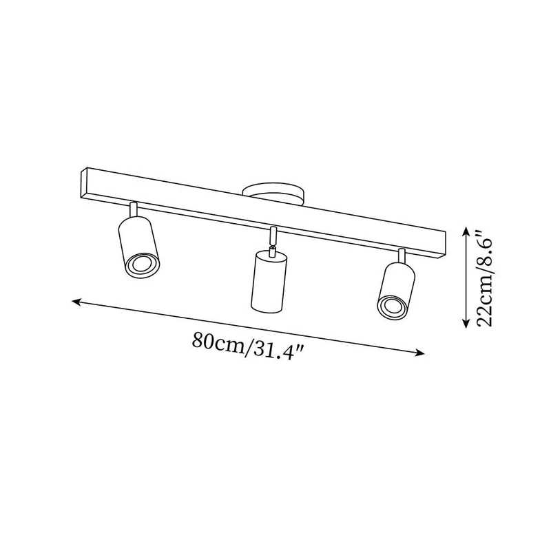 Plafondspot Rail Hout 2-5 Spots Verstelbaar Warm Licht Keuken Woonkamer Industrieel Design Spotlights | Sansoti