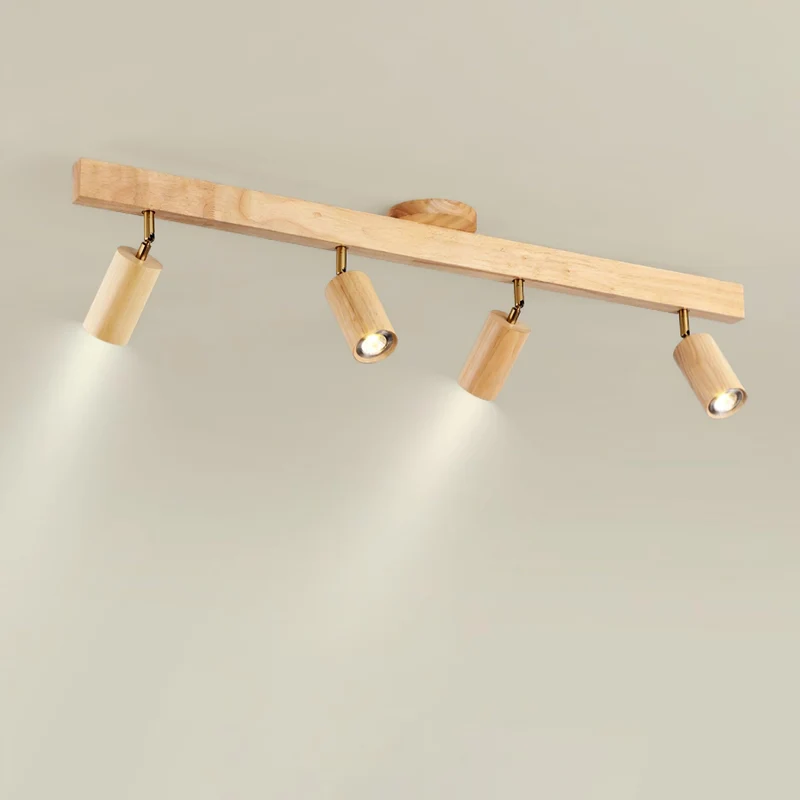 Plafondspot Rail Hout 2-5 Spots Verstelbaar Warm Licht Keuken Woonkamer Industrieel Design Spotlights | Sansoti