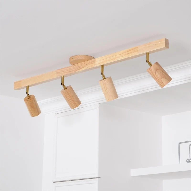 Plafondspot Rail Hout 2-5 Spots Verstelbaar Warm Licht Keuken Woonkamer Industrieel Design Spotlights | Sansoti